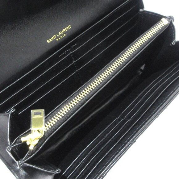 SAINT LAURENT PARIS Cassandra Matelasse Large Flap Wallet Black 751-050325 - Picture 10 of 13
